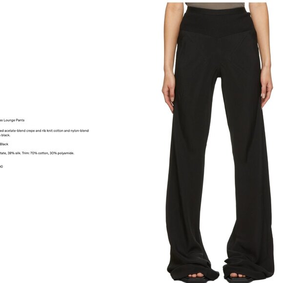 Rick Owens Black Hollywood Bias Trousers Size 40 - Picture 6 of 6